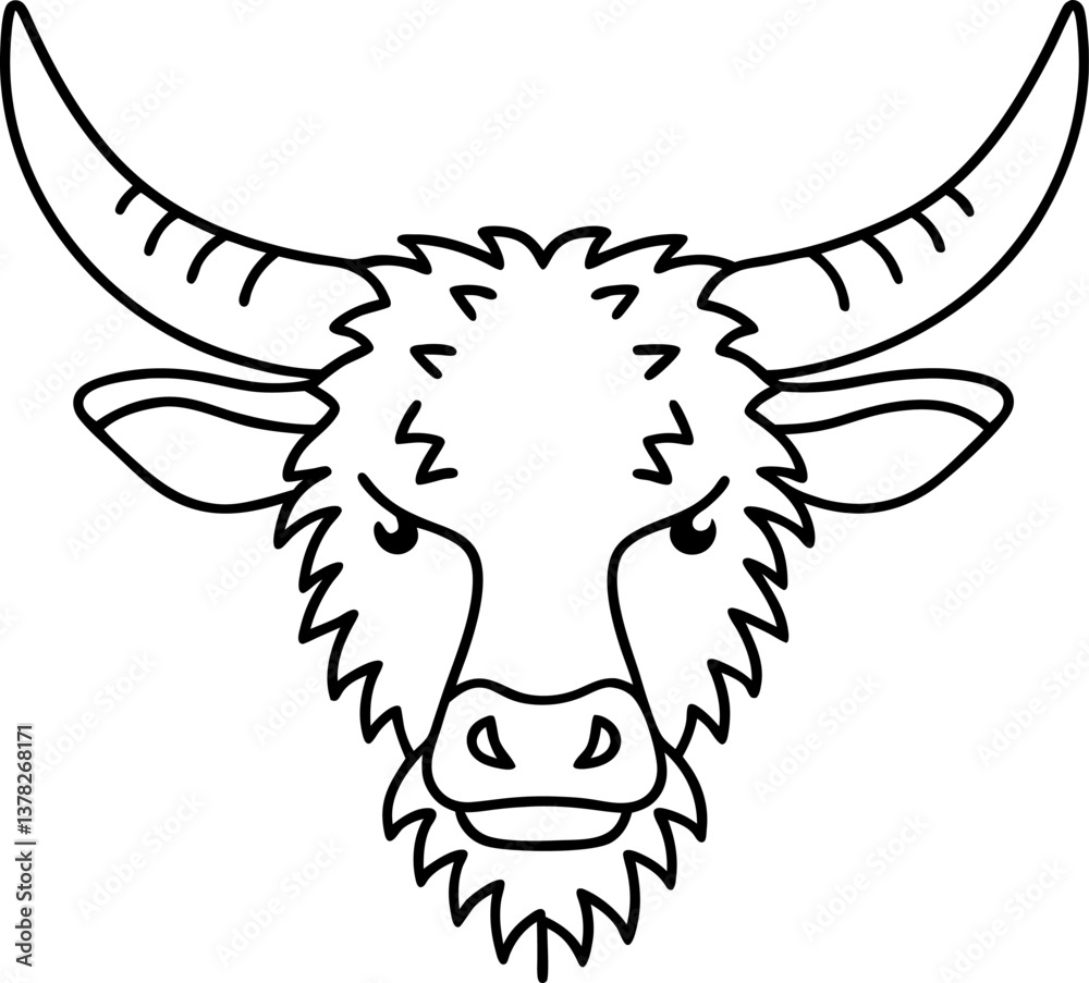 Obraz premium Minimalist yak head illustration with bold outline and simple features