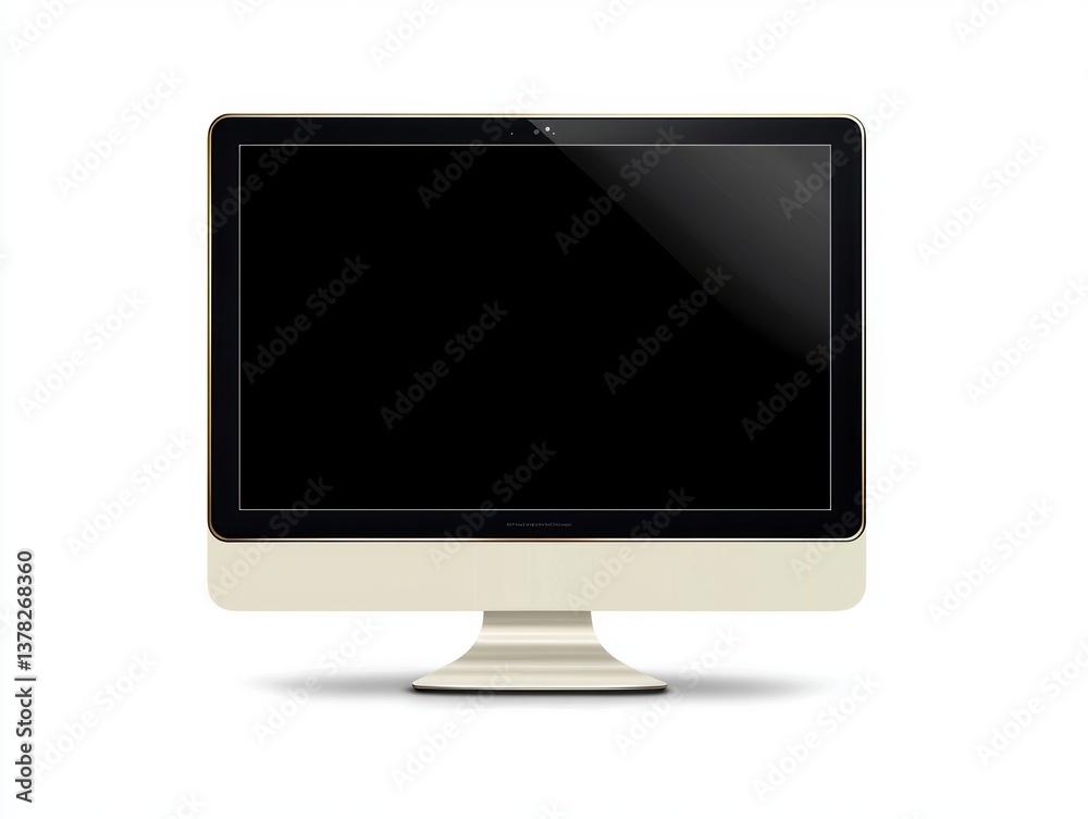 High-resolution monitor screen with brass frame home office digital art display sleek environment captivating viewpoint High-resolution monitor screen with brass frame home office digital art display sleek environment captivating viewpoint