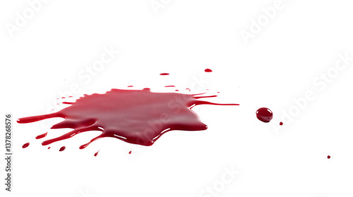 Spilled circle of blood on bacground trasnaprent. Classic human blood photo