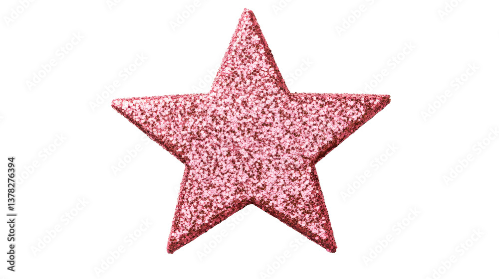 Sparkly pink star ornament on black background, cut out transparent Sparkly pink star ornament on black background, cut out transparent