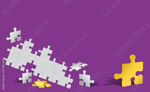 Fototapeta Naklejka Na Ścianę i Meble -  3D puzzles, a puzzle game, a family game.
 Puzzle fragment, background , copy space, vector image