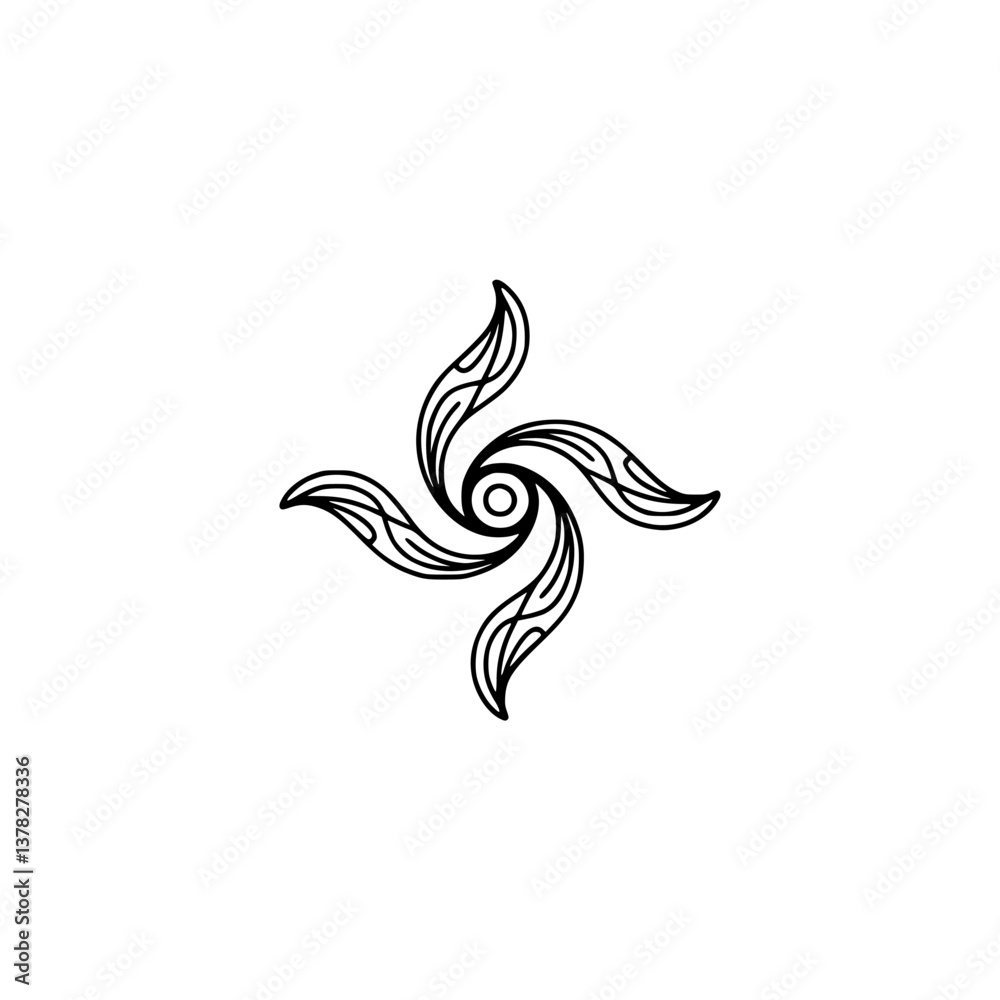 Obraz premium Abstract Swirl Logo Design, Minimalist Black and White Symbol, Decorative Ornament