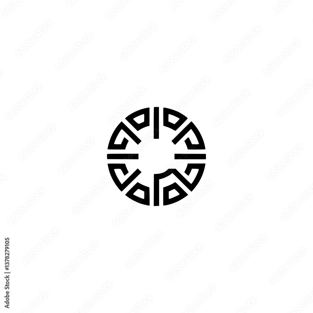 Minimalist Black Circle Logo, Geometric Abstract Design on White Background Minimalist Black Circle Logo, Geometric Abstract Design on White Background