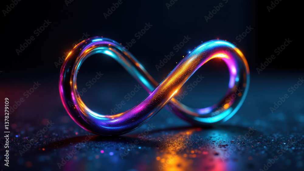 A colorful infinity loop design with a glowing futuristic look. A colorful infinity loop design with a glowing futuristic look.