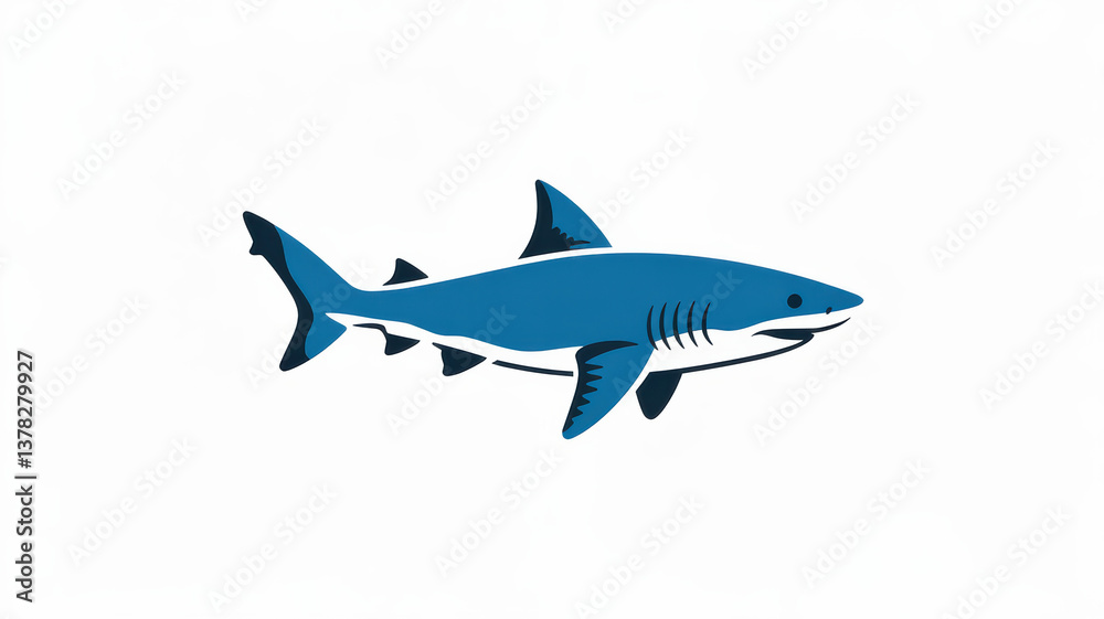 Blue shark in stylized vector style representing ocean life, sea adventure, and marine exploration Blue shark in stylized vector style representing ocean life, sea adventure, and marine exploration