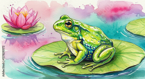 Watercolor frog