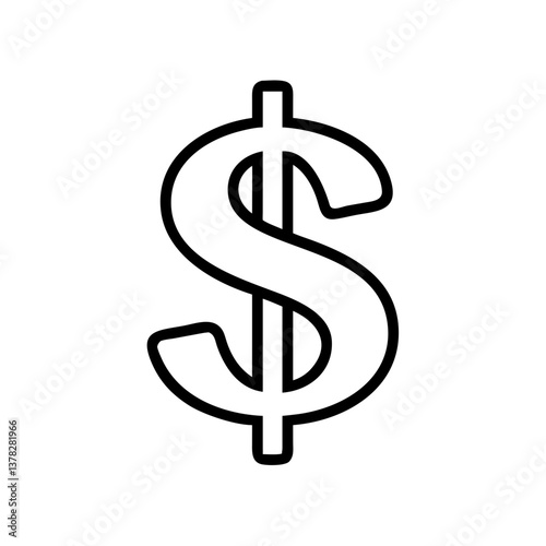 Dollar sign icon in a minimalist style on a white background  