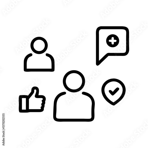 User engagement icons representing social interactions  