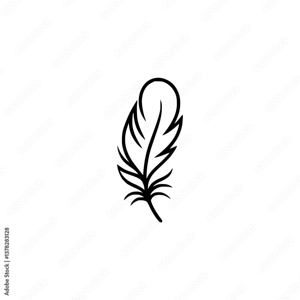 Fototapeta premium Minimalist Feather Silhouette on White, Vector Illustration