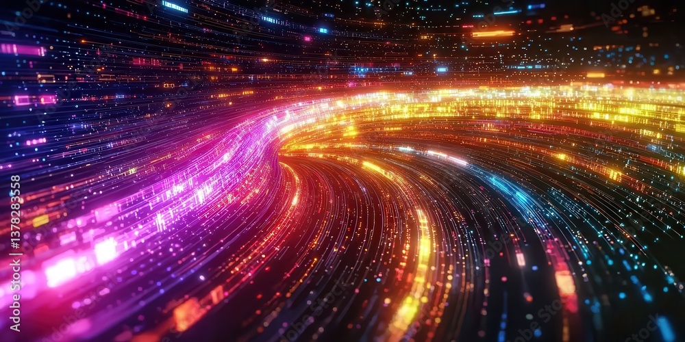 Obraz premium A colorful, swirling light display with a rainbow of colors