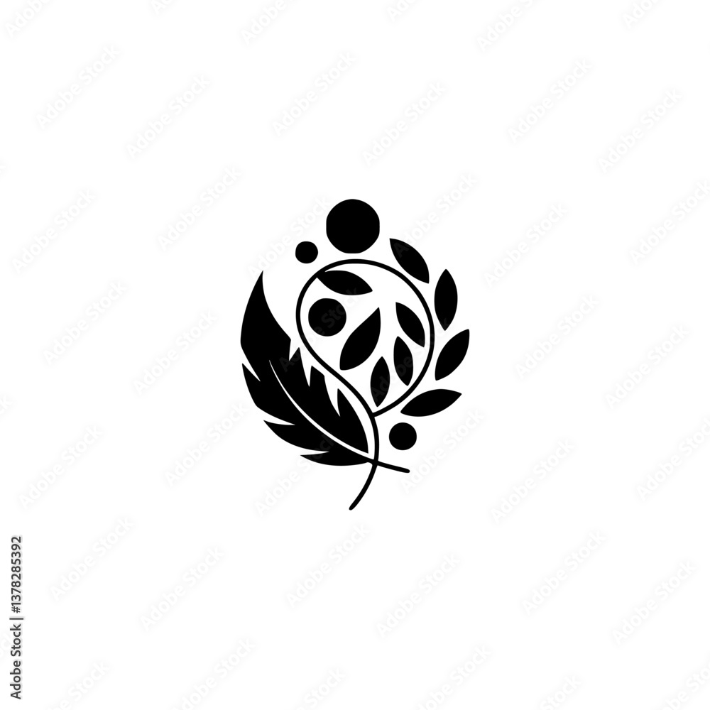 Naklejka premium Minimalist Black and White Nature Logo Design