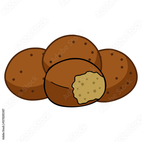 falafel sweet snack food meal flat color vector illustration template design