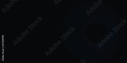 abstract circles lines pattern round frame colorful blue green light isolated on black background. Vector illustration in concept digital, technology, modern, science.