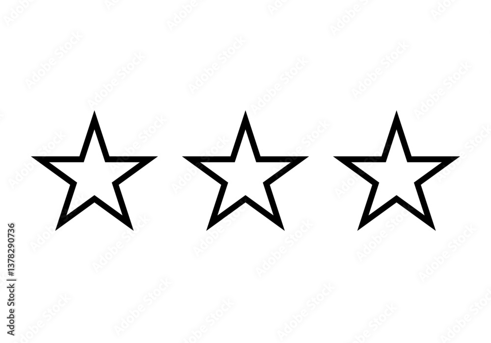 Icono negro de tres estrellas de valoración