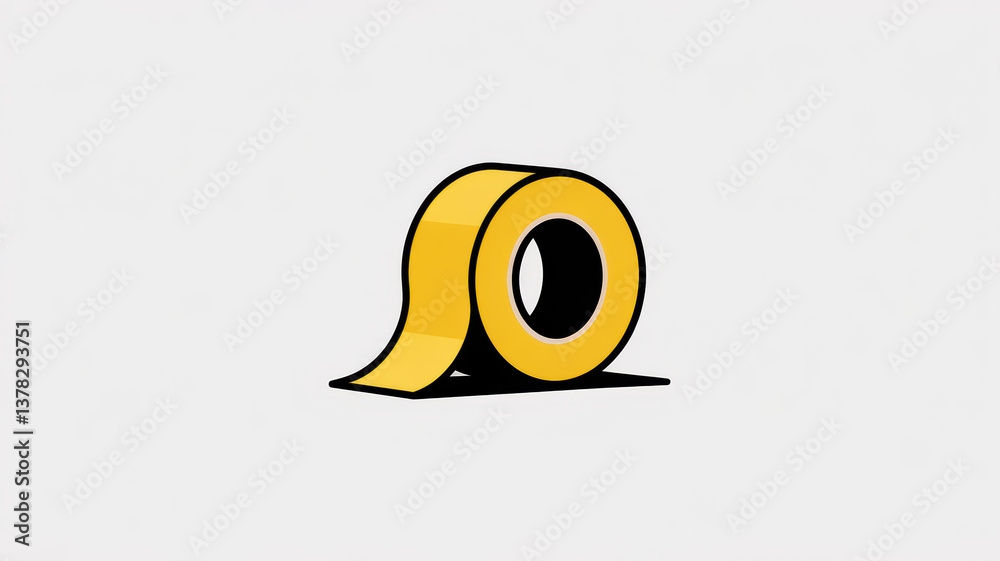 Yellow Adhesive Tape Roll Icon – Isometric Minimal Design Yellow Adhesive Tape Roll Icon – Isometric Minimal Design