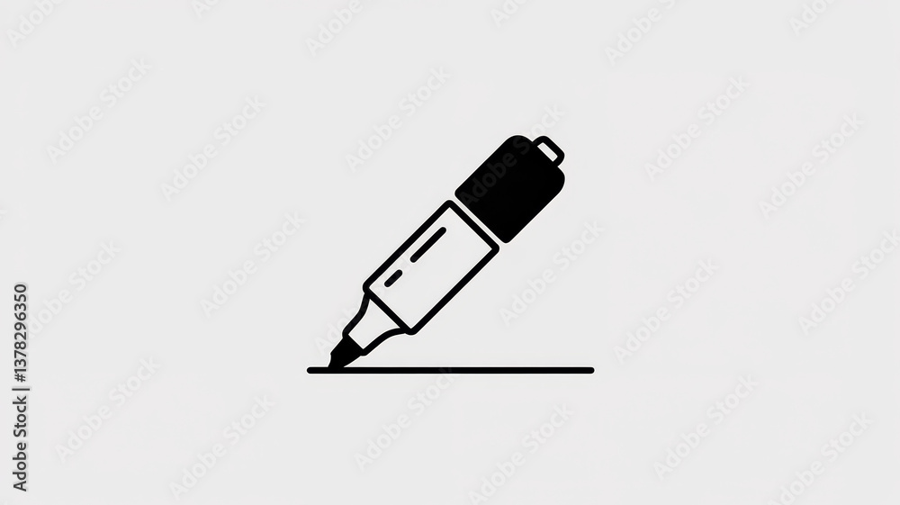 Black Highlighter Icon – Minimal Marker Drawing a Line on White Background Black Highlighter Icon – Minimal Marker Drawing a Line on White Background