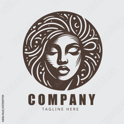 Afro american logo woman beauty illustration
