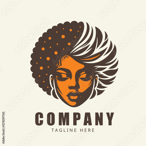 Afro american logo woman beauty illustration