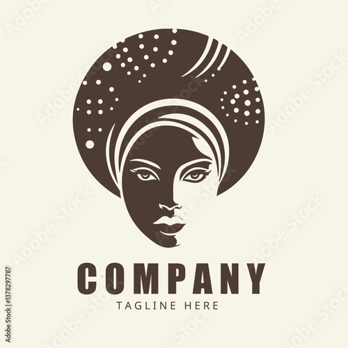 Afro american logo woman beauty illustration