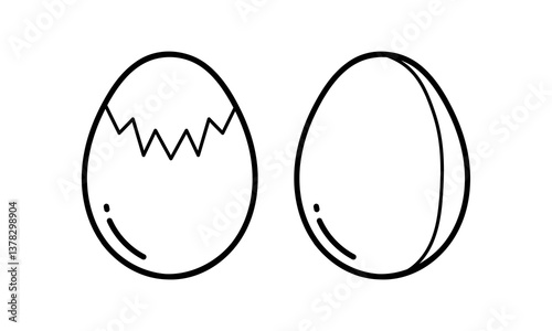 hand drawn image of cracked egg and whole egg