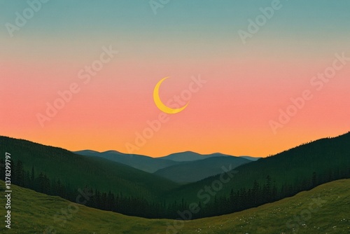 Minimal hometown landscape nature night.