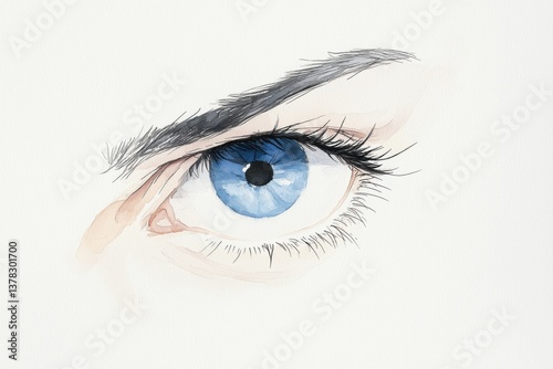 Wallpaper Mural A detailed illustration of a blue eye, showcasing its intricate features, including eyelashes and a subtle eyebrow. Torontodigital.ca