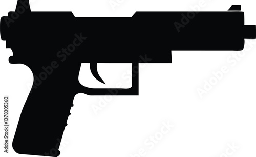 Handgun Silhouette, Semi Automatic Pistol, Transparent Background, Weapon