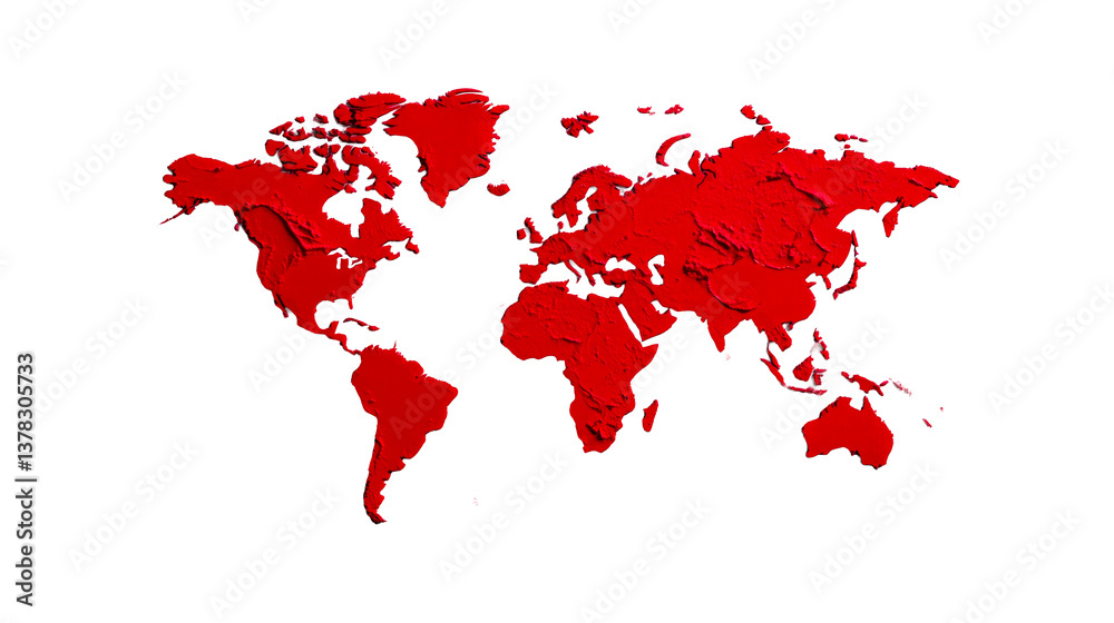 Vivid red abstract continents with topographic texture against black, cut out transparent Vivid red abstract continents with topographic texture against black, cut out transparent