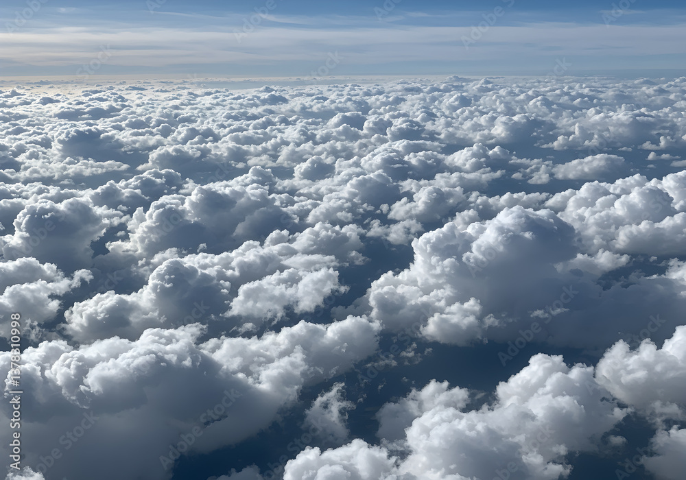 Fototapeta premium Aerial View of Cumulus Cloudscape - Endless White Clouds from Above