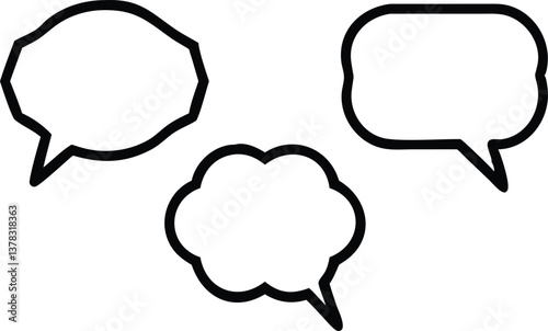 Dialog Speech Bubbles Icons Outline Style with transparent background