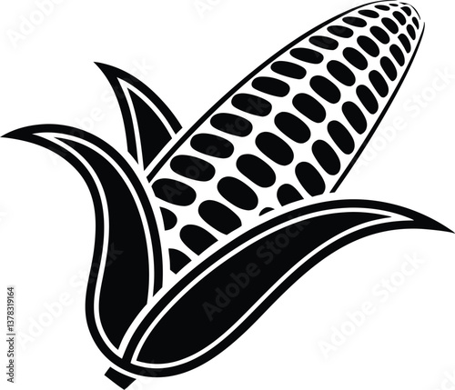 vector illustration of a corn cob, isolated on a white background.