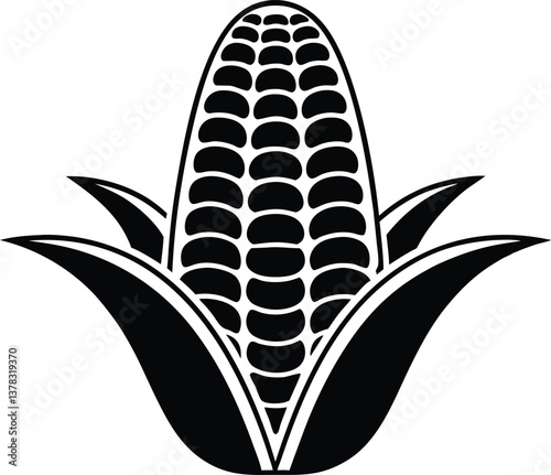 vector illustration of a corn cob, isolated on a white background.