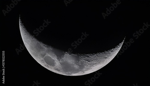 crescent moon isolated on black and white clipping path