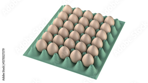 eggs in cardboard tray 3d render