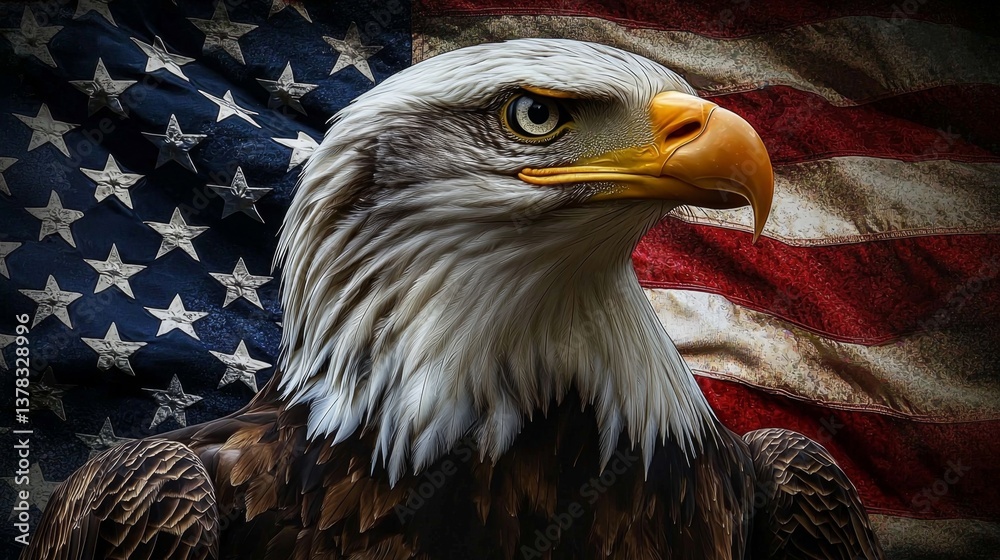 Fototapeta premium National celebrations highlighted by the bald eagle's presence.