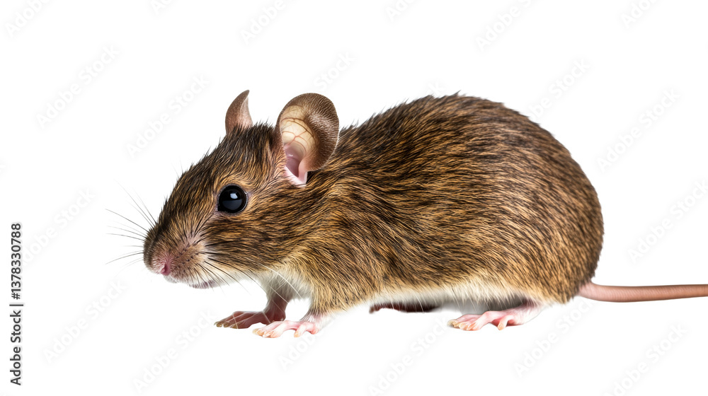 Brown house mouse with whiskers, isolated on black, cut out transparent Brown house mouse with whiskers, isolated on black, cut out transparent