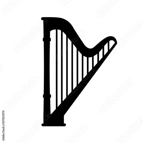 Greek Harp with Vertical Strings and Curved Body. Greece’s Contribution to Musical Instruments, Culture. Ancient Music