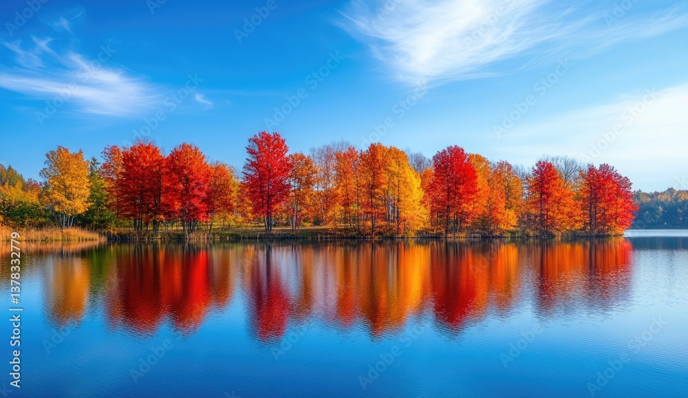 Fototapeta premium Autumnal lake vista