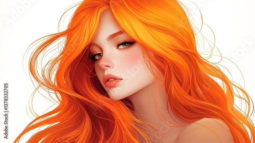 Portrait of a beautiful woman with vibrant orange hair