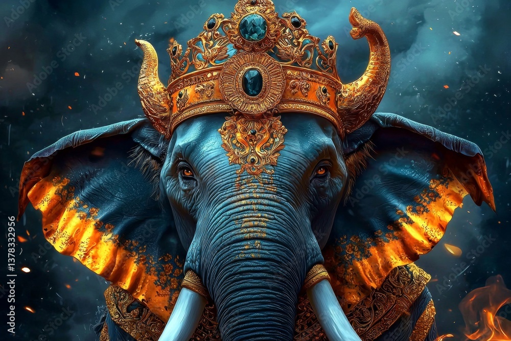 Fototapeta premium Generative AI Artwork Featuring a Majestic Elephant.