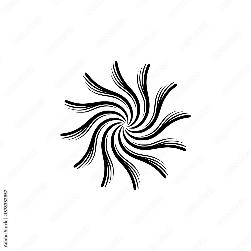 Abstract Black Swirl on White: Minimalist Design Element Abstract Black Swirl on White: Minimalist Design Element