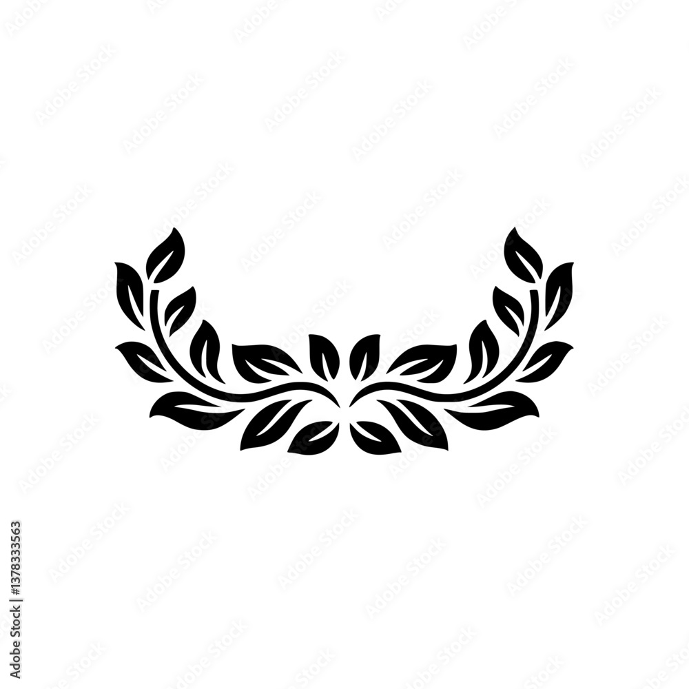 Obraz premium Elegant Black Leaf Garland on White Background