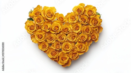 Romantic visual of a heart made from yellow roses, ideal for love-related celebrations.