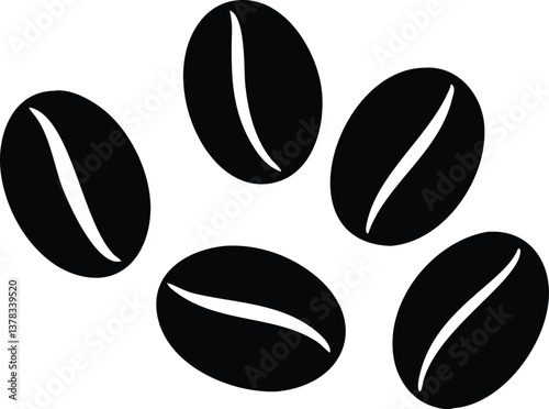Minimalist Coffee Beans on Transparent Background Icon