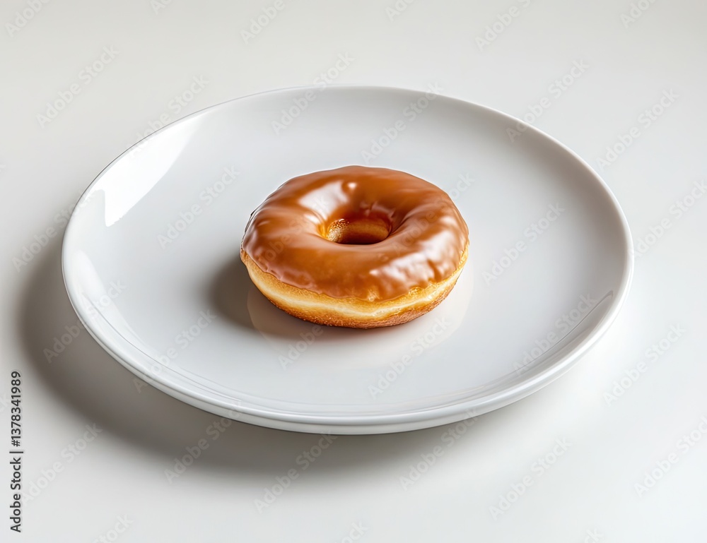Single glazed donut on a plate Single glazed donut on a plate