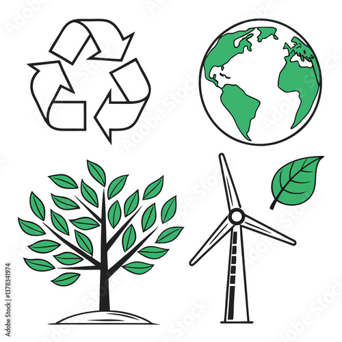 ecology icons set