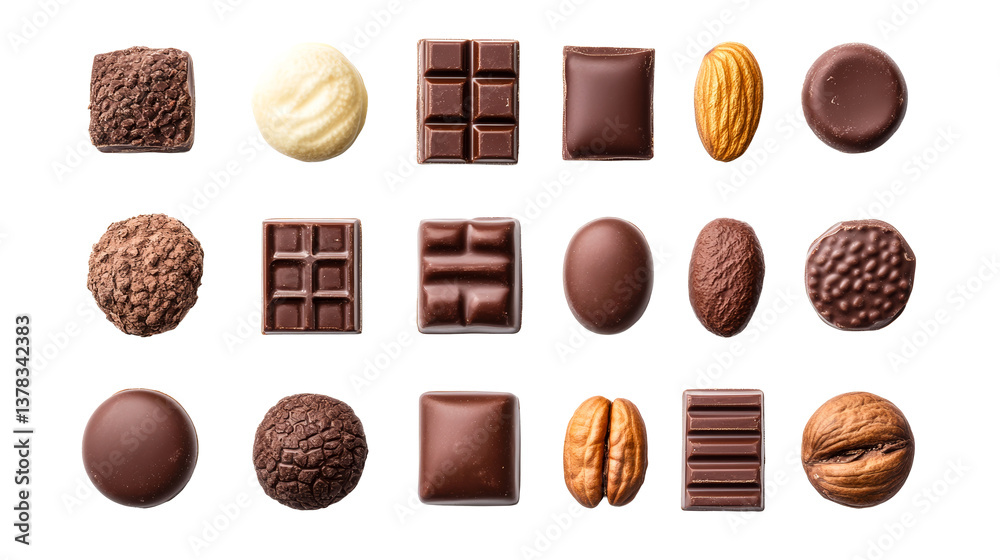 Variety of Chocolates and Nuts, Sweet Confection, Treats, cutout transparent Variety of Chocolates and Nuts, Sweet Confection, Treats, cutout transparent