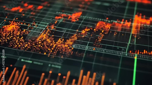 Wallpaper Mural Abstract digital data visualization with vibrant orange lines on a dark background representing analytics Torontodigital.ca
