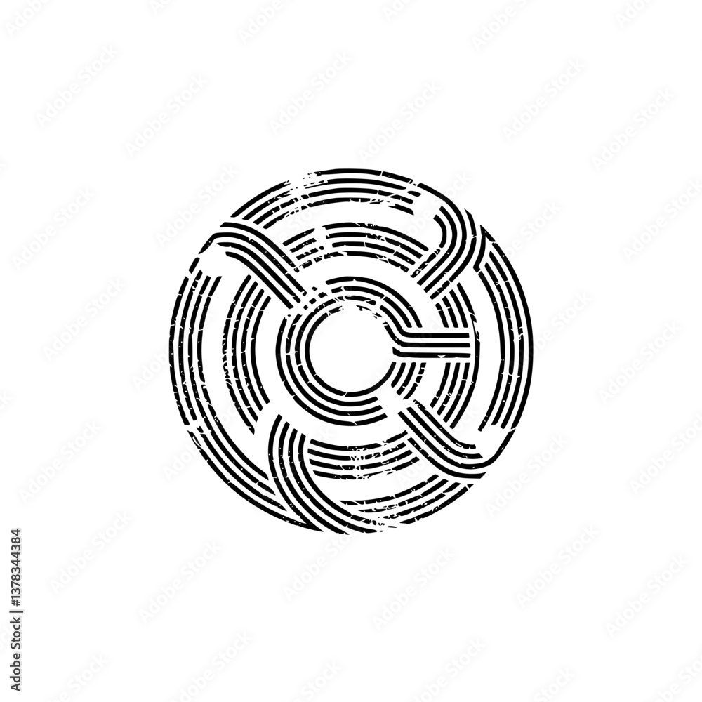 Abstract Geometric Circle Design with Distressed Texture Abstract Geometric Circle Design with Distressed Texture