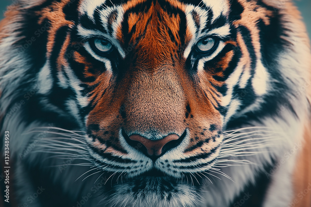 Naklejka premium Tiger close-up, fierce tiger,